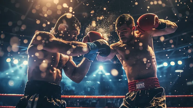 リング上で強力なパンチを放つボクサーたち, boxers-throwing-powerful-punches-ring