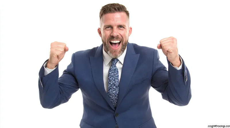 ガッツポーズをするビジネスマン
