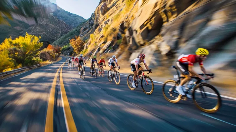 山道をレースで駆け抜けるプロのサイクリスト, professional-cyclists-racing-mountain-road