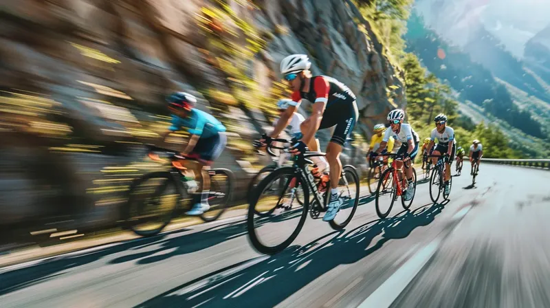 集団で高速走行するロードバイクのレース, road-cycling-peloton-speed-action