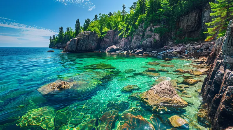 ターコイズブルーの海が広がる静かな岩場のビーチ, secluded-turquoise-ocean-cove-rocky-beach