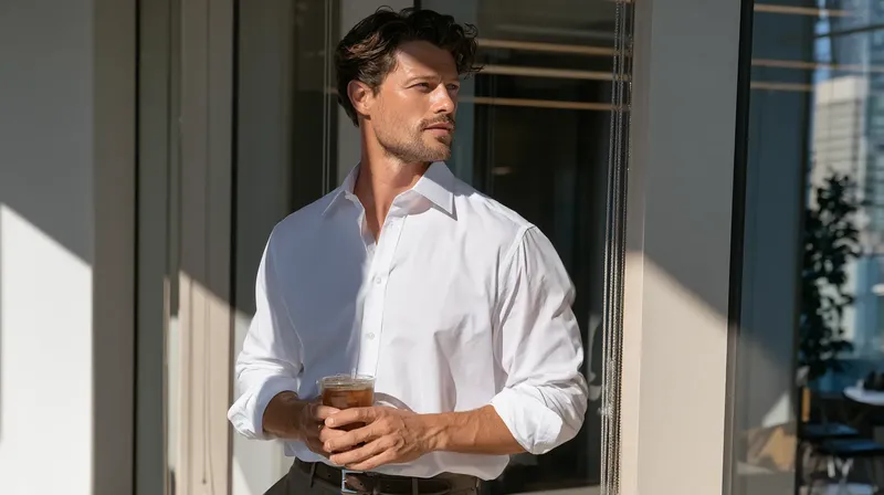 冷たいドリンクを持って休憩する夏のオフィスワーカー, summer-office-worker-holding-drink