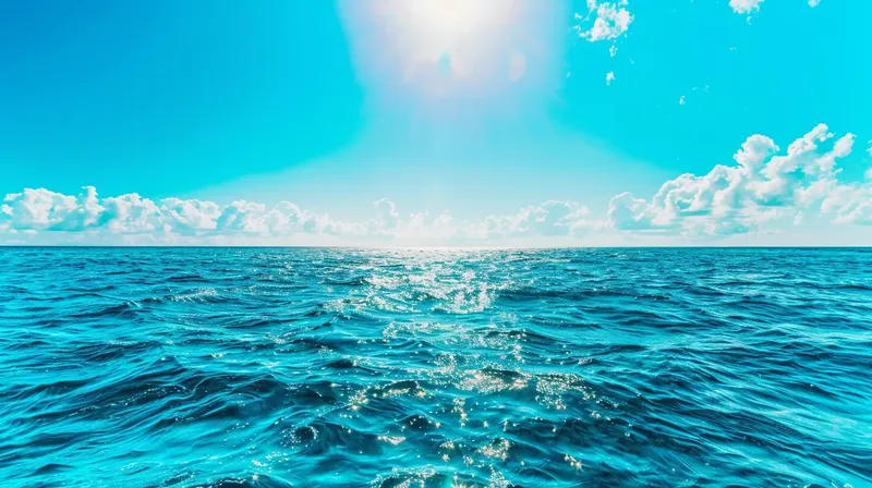 フラットブルーの夏の海と空の境界線, summer-perfect-flat-blue
