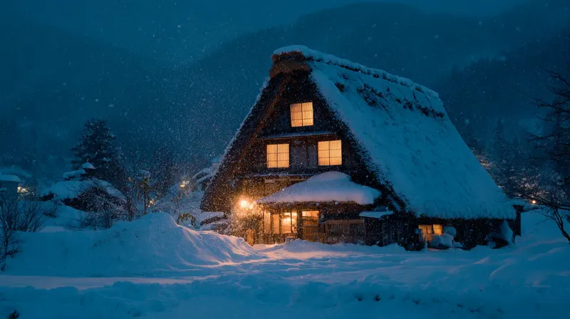 伝統的な茅葺き屋根の古民家